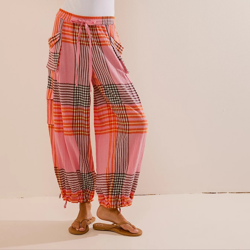 NEW Free People Craft Cargo Plaid Pants